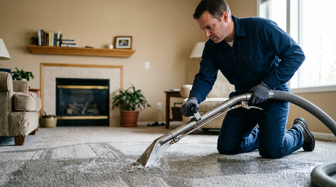 Water damage restoration technician working near Cresco, IA